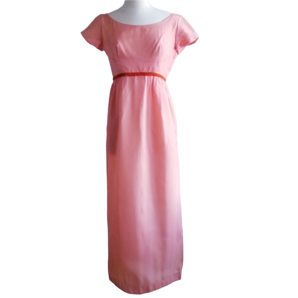 1960s Lorrie Deb Peach/Orange Party Maxi Dress‎